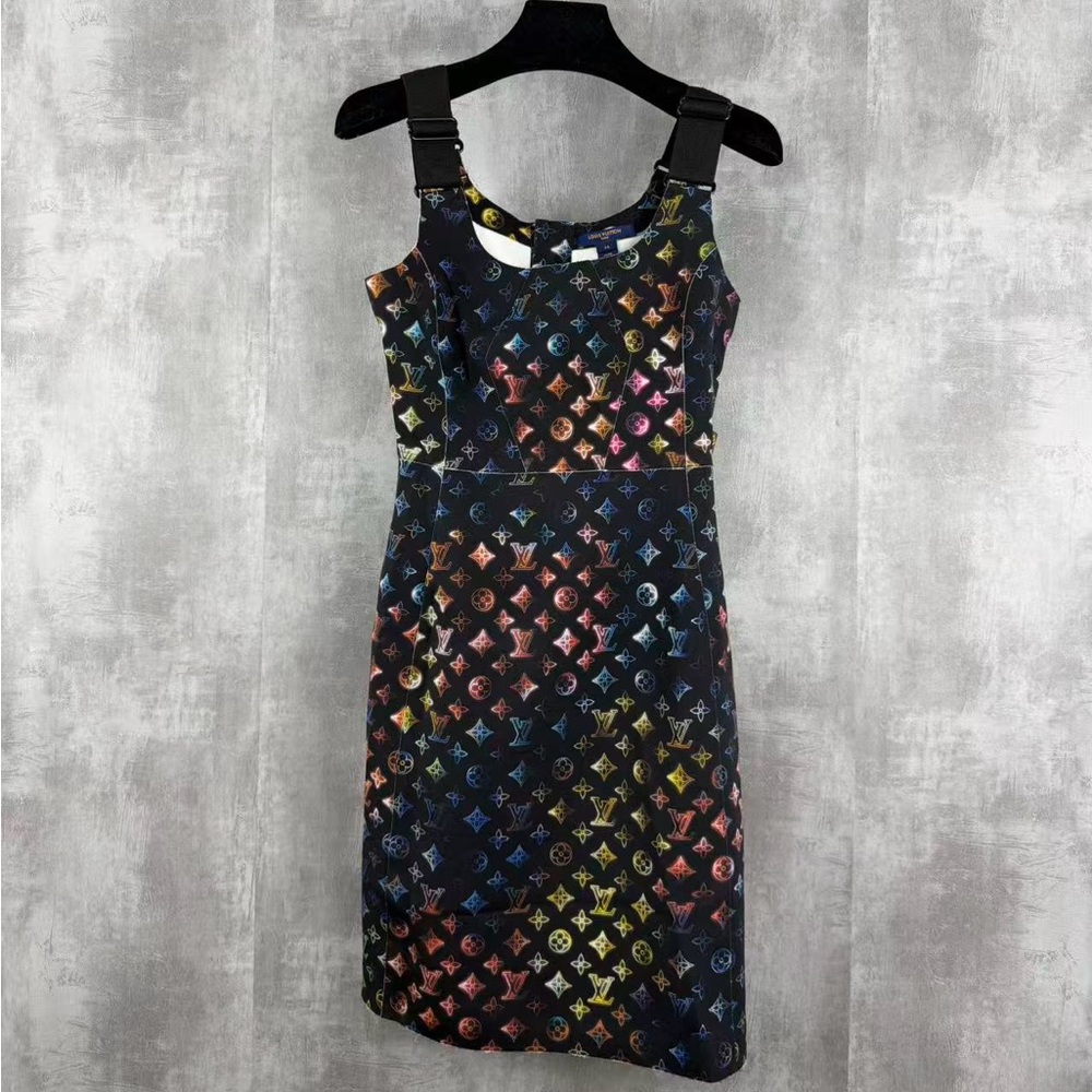 Authentic Louis Vuitton Black Multicolor Mini Dress